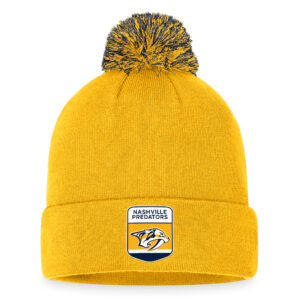 Men's Fanatics Branded Gold Nashville Predators 2023 NHL Draft Cuffed Knit Hat with Pom
